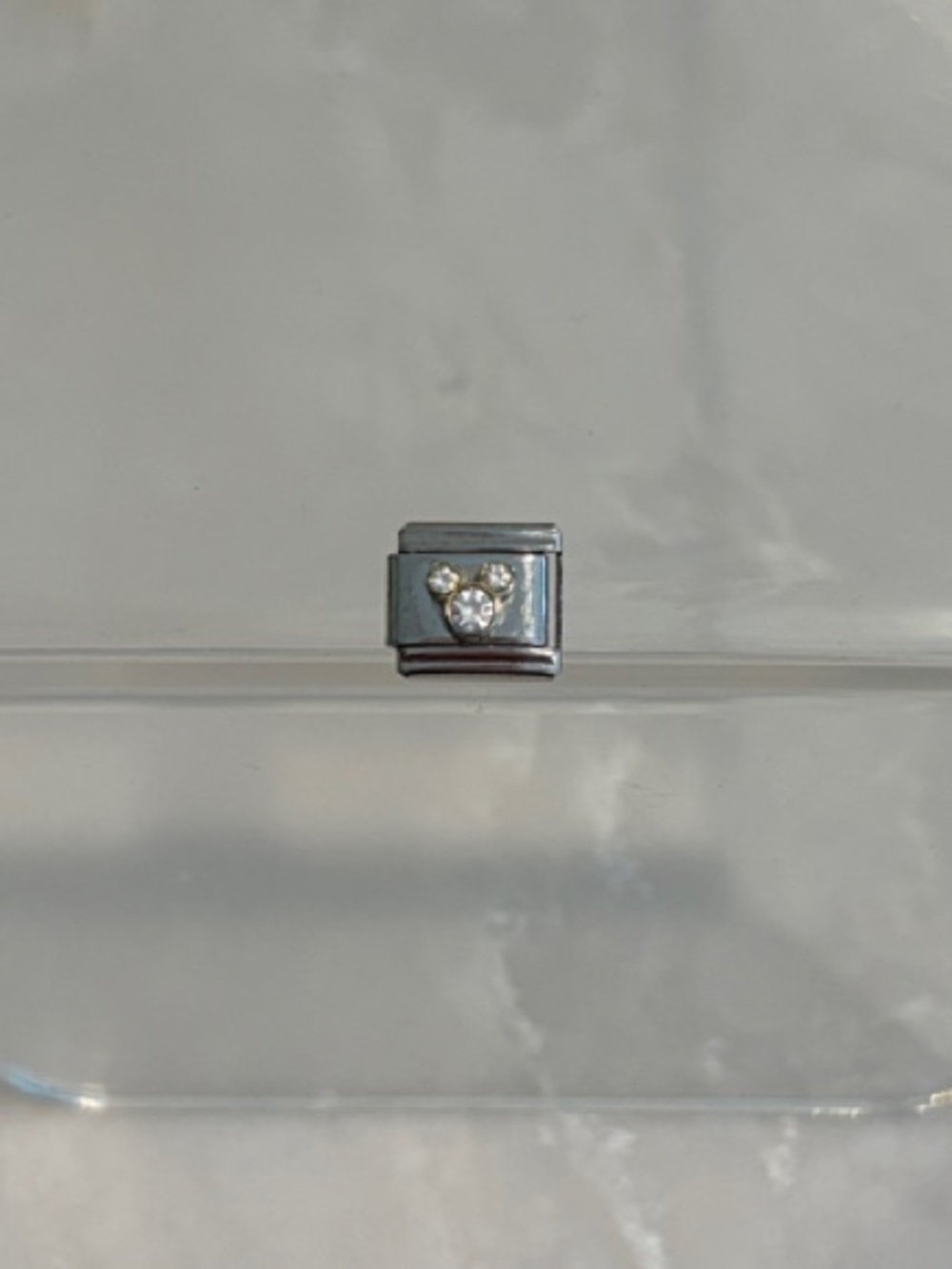 Vintage Disney 9mm Stainless Steel Italian Charm Link Rhinestone Mickey Mouse